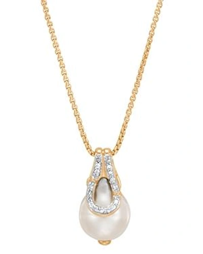 Shop John Hardy 18k Yellow Gold Bamboo Cultured Freshwater Pearl & Pave Diamond Pendant Necklace, 16 In White/gold