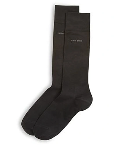 Shop Hugo Boss Mercerized Cotton Solid Socks In Black