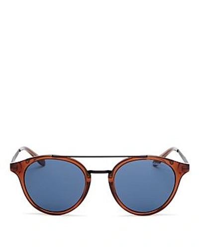 Shop Carrera Men's Brow Bar Round Sunglasses, 49mm In Light Brown/blue