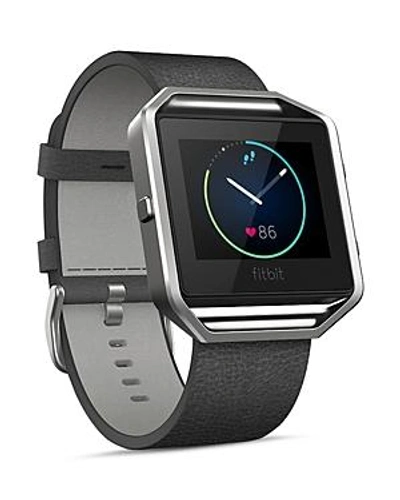 Shop Fitbit Blaze Leather Accessory Band In Black
