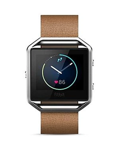 Shop Fitbit Blaze Leather Accessory Band In Camel