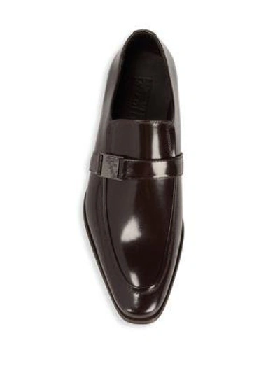 Shop Versace Spazzolato Leather Loafers In Brown