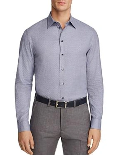 Shop Armani Collezioni Contrast Pattern Check Classic Fit Button-down Shirt In Fancy Violet
