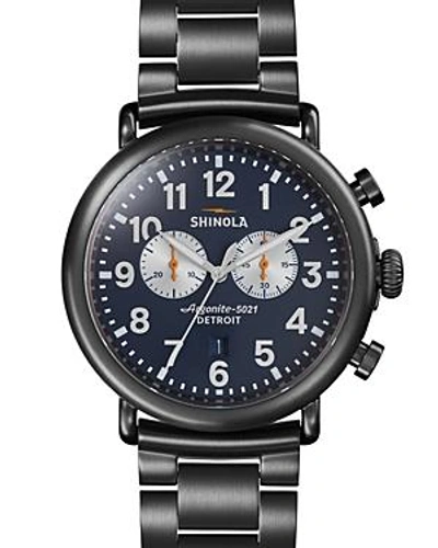 Shop Shinola Runwell Chronograph Watch, 41mm In Steel/blue