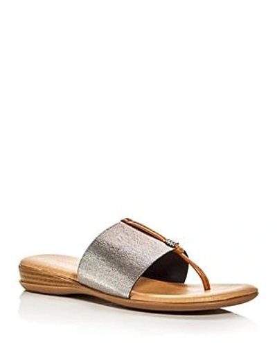 Shop Andre Assous Nice Thong Sandals In Pewter