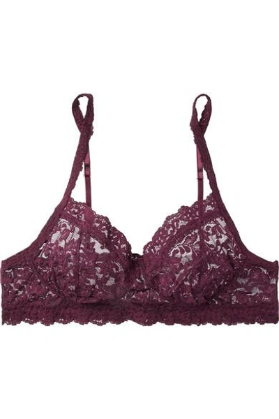 Shop Hanky Panky Retro Stretch-lace Soft-cup Bra In Grape