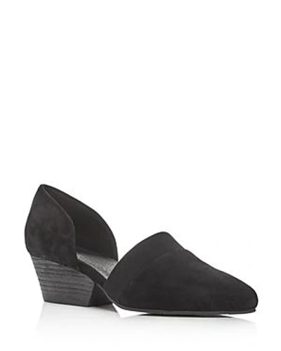 Shop Eileen Fisher Women's Hilly Suede D'orsay Mid-heel Pumps In Black