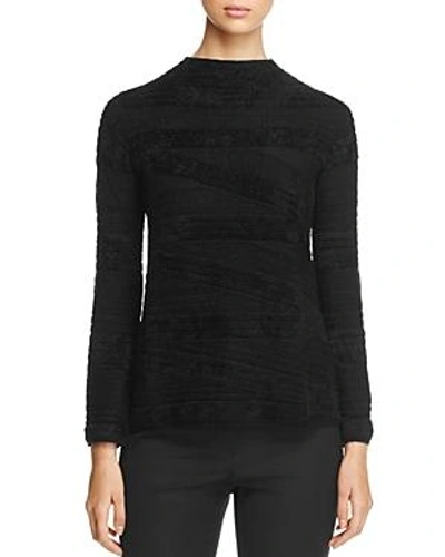 Shop Armani Collezioni Textured Funnel-neck Sweater In Black