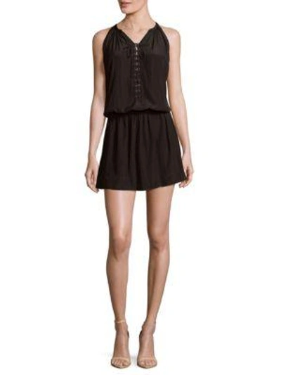 Shop Ramy Brook Allie Sleeveless Lace-up Dress In Grey