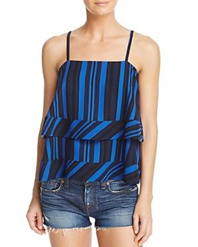 Shop Cooper & Ella Lila Tiered Stripe Top In Blue Stripe Print