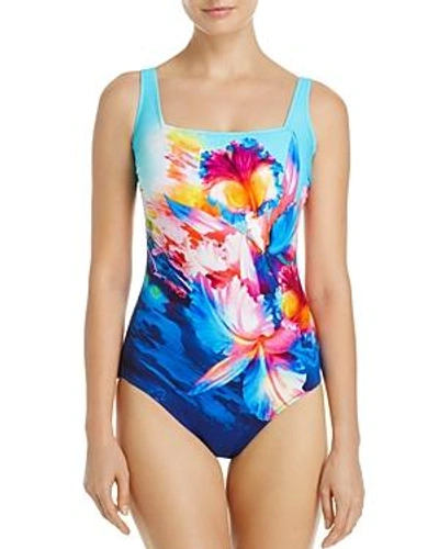 Shop Gottex Hawaii Square Neck One Piece Swimsuit In Multi