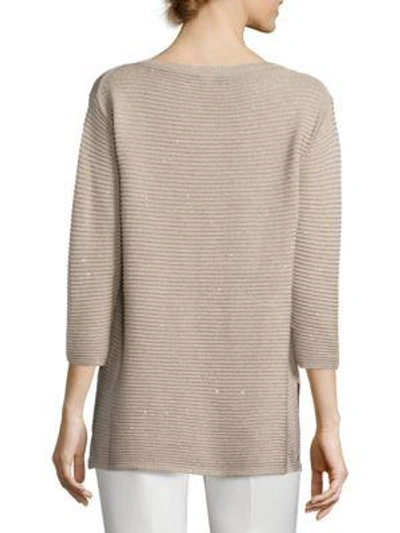 Shop Lafayette 148 Sequin Silk-blend Sweater In Tea Flower