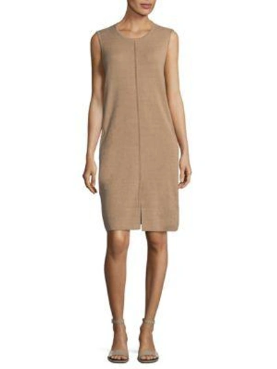 Shop Lafayette 148 Roundneck Shift Dress In Teak