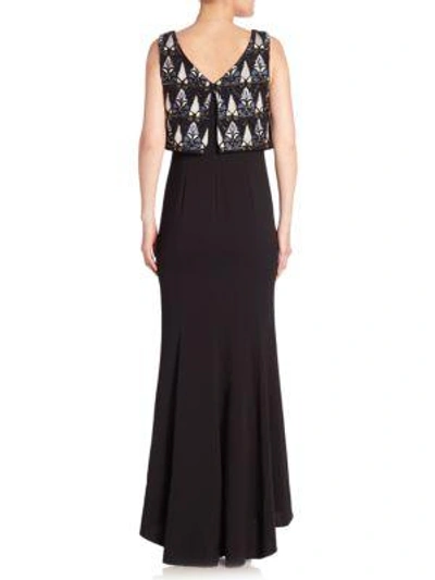 Shop Laundry By Shelli Segal Platinum Beaded Sleeveless Gown In Black