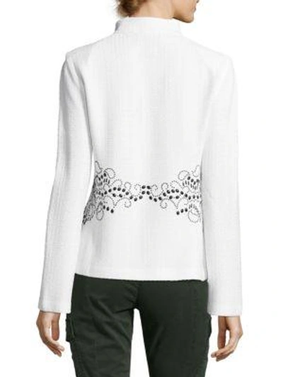 Shop St John Stand Collar Knitted Jacket In Black White