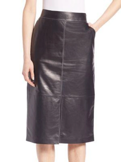Shop Lafayette 148 Adelina Leather Skirt In Black