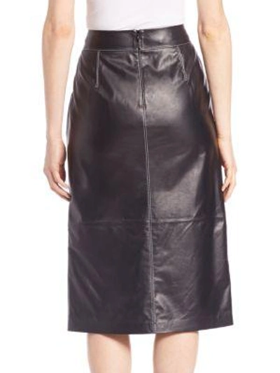Shop Lafayette 148 Adelina Leather Skirt In Black