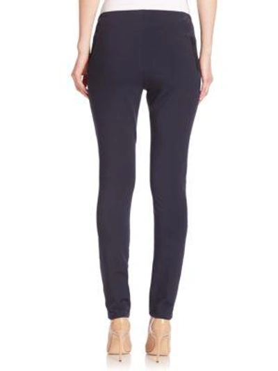 Shop Lafayette 148 Punto Milano Suede-front Riding Leggings In Ink