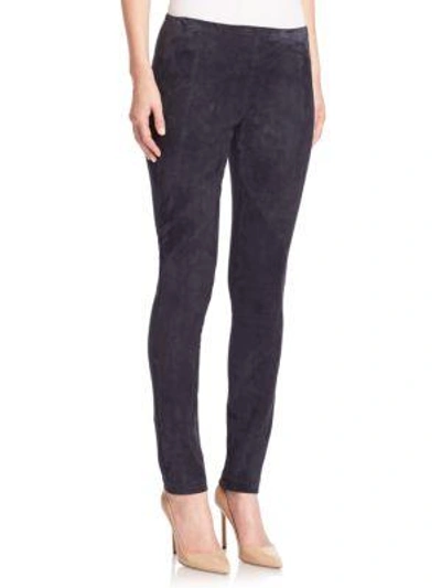 Shop Lafayette 148 Punto Milano Suede-front Riding Leggings In Ink