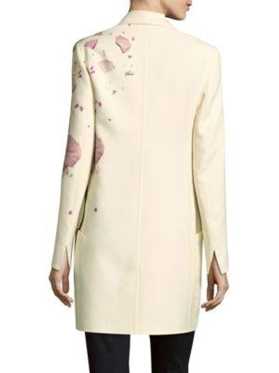 Shop Akris Shawl Lapel Coat In White