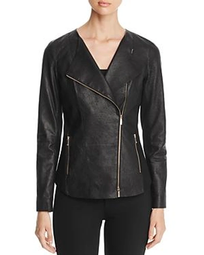 Shop Lafayette 148 Aimes Leather Moto Jacket In Black