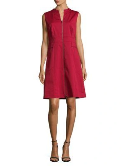 Shop Lafayette 148 Carolina Cotton Dress In Ruby Red
