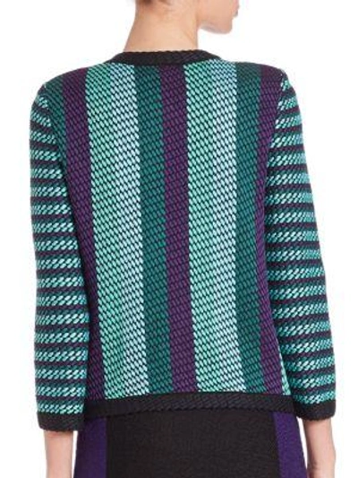 Shop St John Striped Knit Jacket In Multi