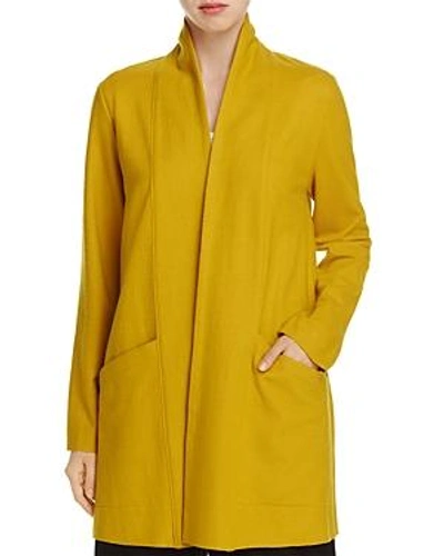 Shop Eileen Fisher Open Front Wool Jacket In Mustard Seed