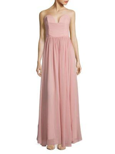 Shop Nicole Miller Pointed Strapless Gown In Blush