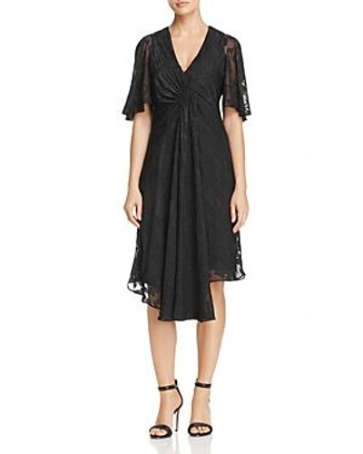 Shop Nanette Lepore Nanette  Flutter Sleeve Clip Jacquard Dress In Very Black