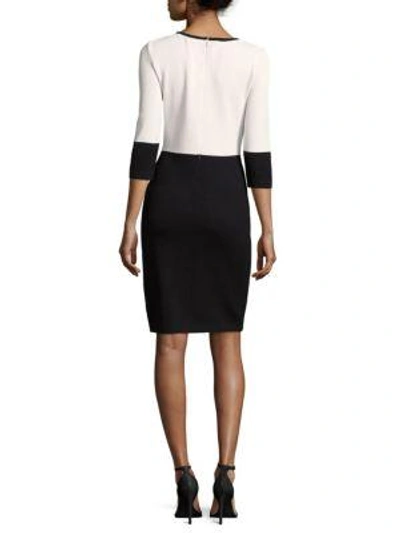 Shop St John Santana Knit Two-tone Sheath Dress In Black