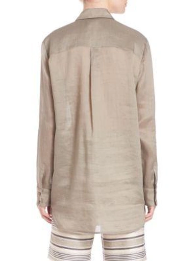 Shop Lafayette 148 Silky Button-up In Mica