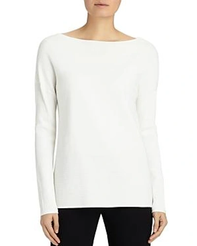 Shop Lafayette 148 Ribbed V-back Sweater In Cloud