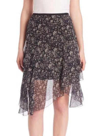 Shop Elie Tahari Sharon Floral Chiffon Skirt In Legend