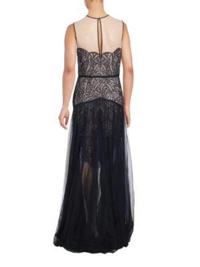 Shop Nha Khanh Lace Sleeveless Gown In Black