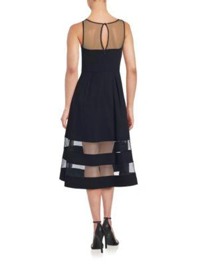 Shop Aidan Mattox Illusion Insert Midi Dress In Black