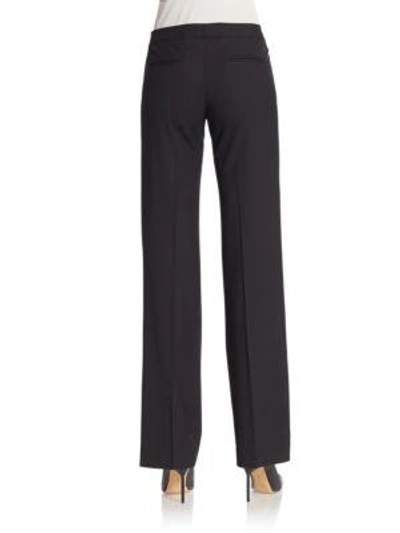 Shop Lafayette 148 Straight-leg Stretch Wool Trousers In Black