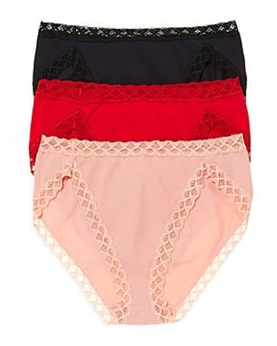 Shop Natori Bliss French Cut Bikinis, Set Of 3 In Burnt Red/dawn/black