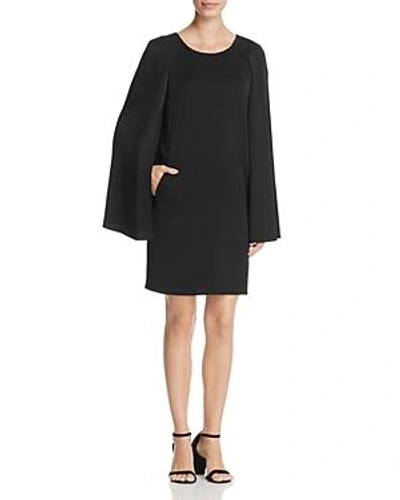Shop Armani Collezioni Cape-detail Dress In Black
