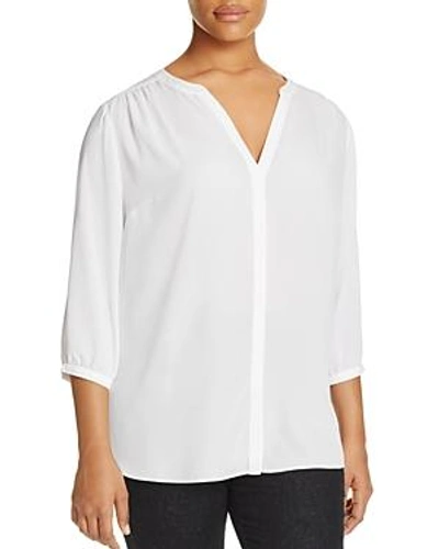 Shop Nydj Pintuck-back Blouse In Optic White
