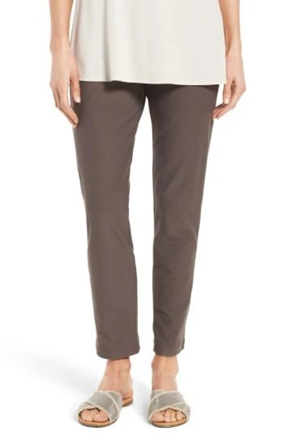 Shop Eileen Fisher Stretch Crepe Slim Ankle Pants In Cobblestone