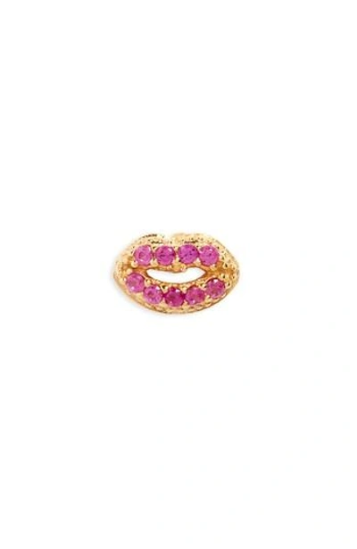 Shop Marc Jacobs Lips Single Stud Earring In Red / Gold