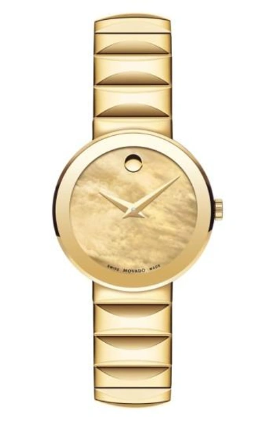 Shop Movado 'sapphire' Bracelet Watch, 26mm In Gold