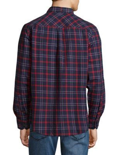 Shop Ben Sherman Plaid Cotton Casual Button Down Shirt In Navy Blazer