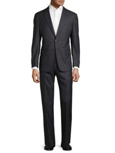 Shop Armani Collezioni Slim Fit Pinstripe Virgin Wool Suit In Slate
