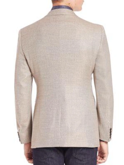 Shop Armani Collezioni Micro Check Wool Jacket In Pinstripe