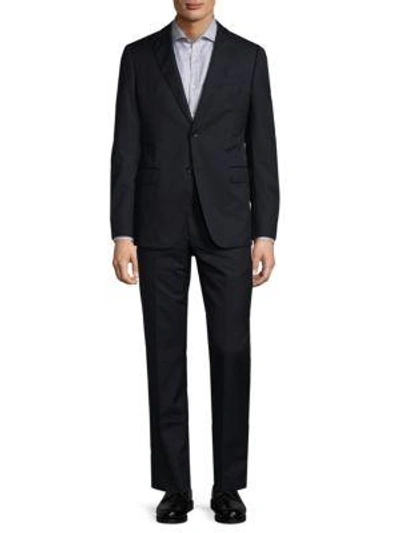 Shop Armani Collezioni Modern-fit Wool Suit In Navy