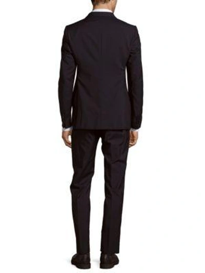 Shop Armani Collezioni Virgin Wool Suit In Navy