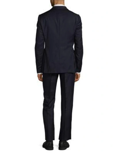 Shop Armani Collezioni Virgin Wool Classic Suit In Blue Navy