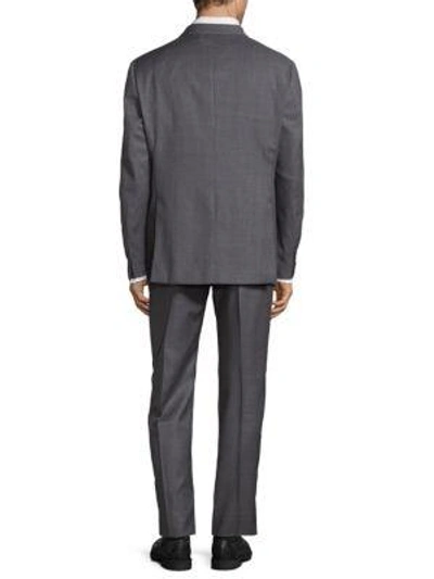 Shop Armani Collezioni Button-front Wool Suit In Titanium